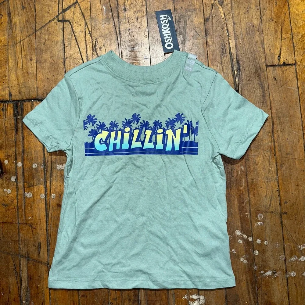 OshKosh B'gosh Tee Shirt Unisex XS(4-5) Green Short Sleeve Crew Neck‎ Graphic